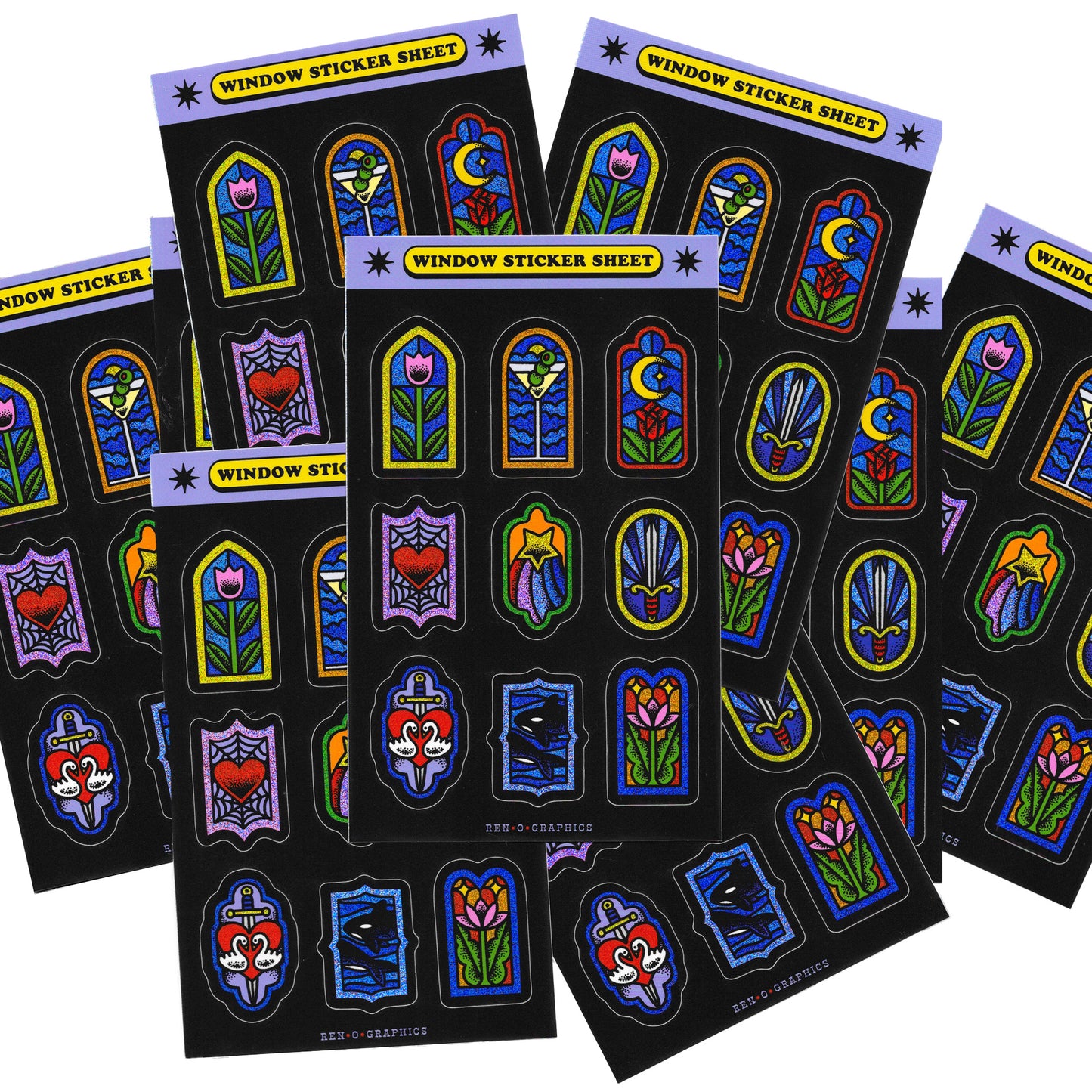 STAINED GLASS WINDOW STICKER SHEET