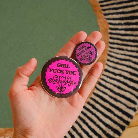 GIRL PINBACK BUTTON
