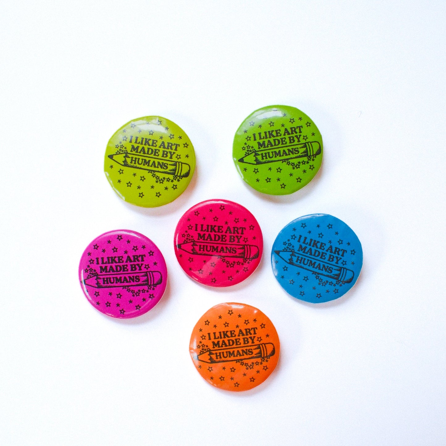 I LIKE ART MADE BY HUMANS PINBACK BUTTON