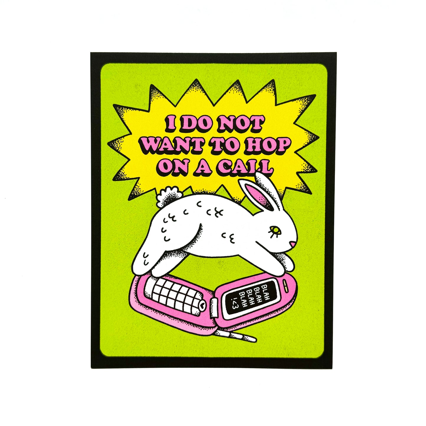 HOP ON A CALL BUNNY PRINT