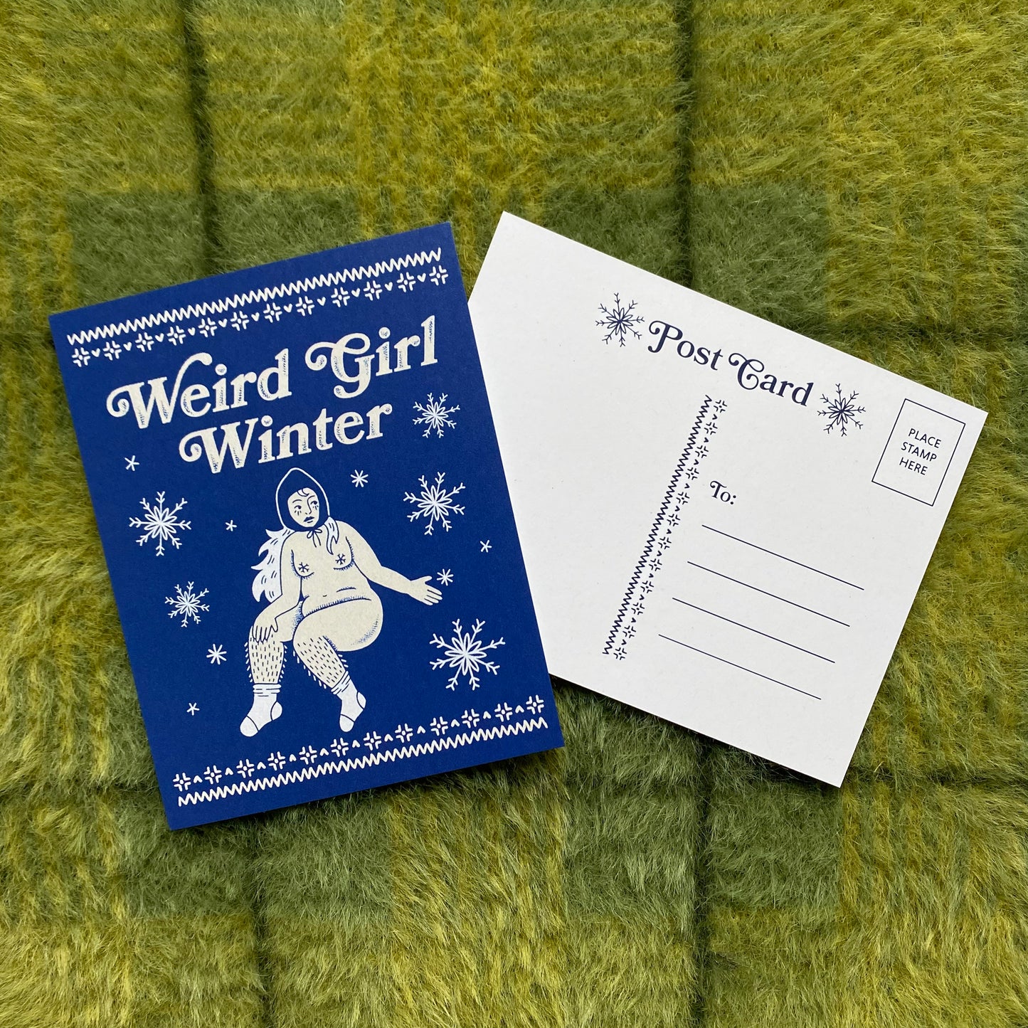 WEIRD GIRL WINTER POSTCARD