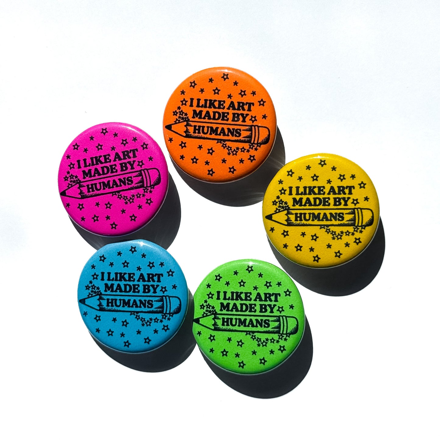 I LIKE ART MADE BY HUMANS PINBACK BUTTON