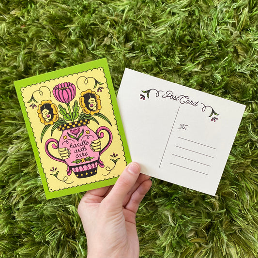 HANDLE WITH CARE POSTCARD PRINT