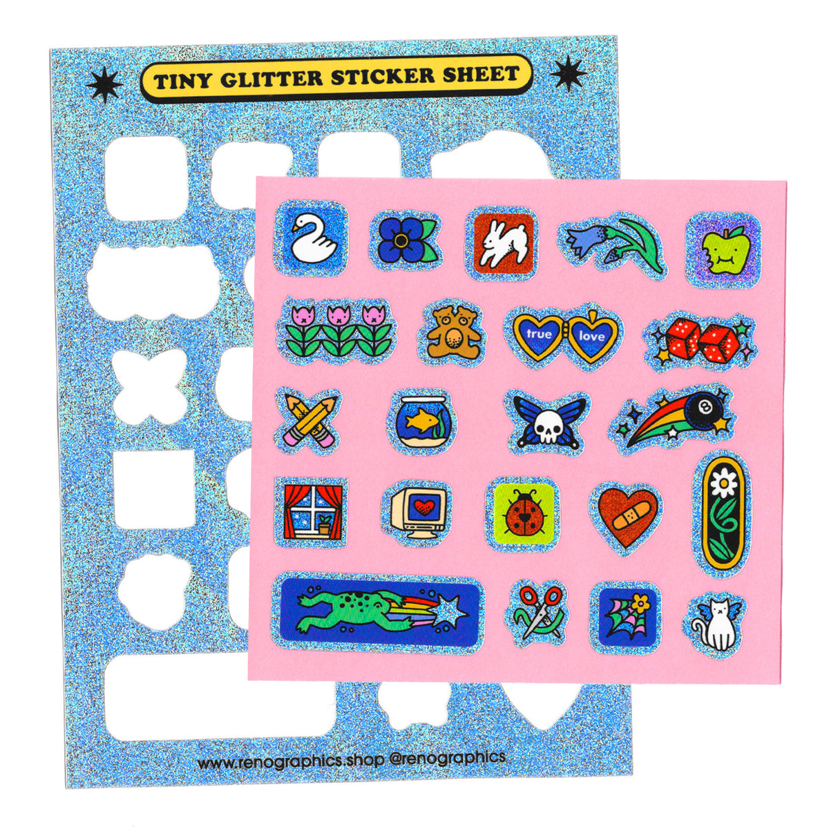 TINY GLITTER STICKER SHEET – REN-O-GRAPHICS